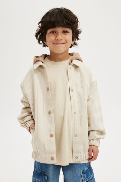 Harper Hooded Sports Jacket, RAINY DAY/TAUPY BROWN STRIPE