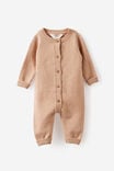 Baby Organic Blend Knit Long Sleeve Romper, CARAMEL FUDGE MARLE - example image 1