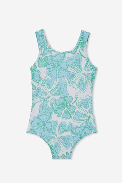 Lisette One Piece, WHITE/HIBISCUS FLORAL