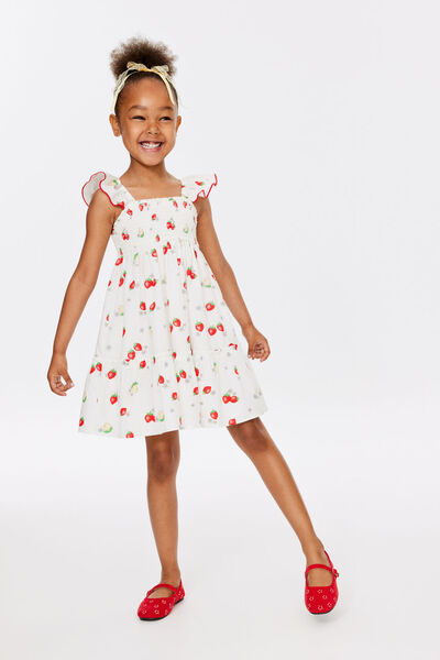 Gigi Flutter Sleeve Dress, BERRY JAM/STRAWBERRY MILK SPOT