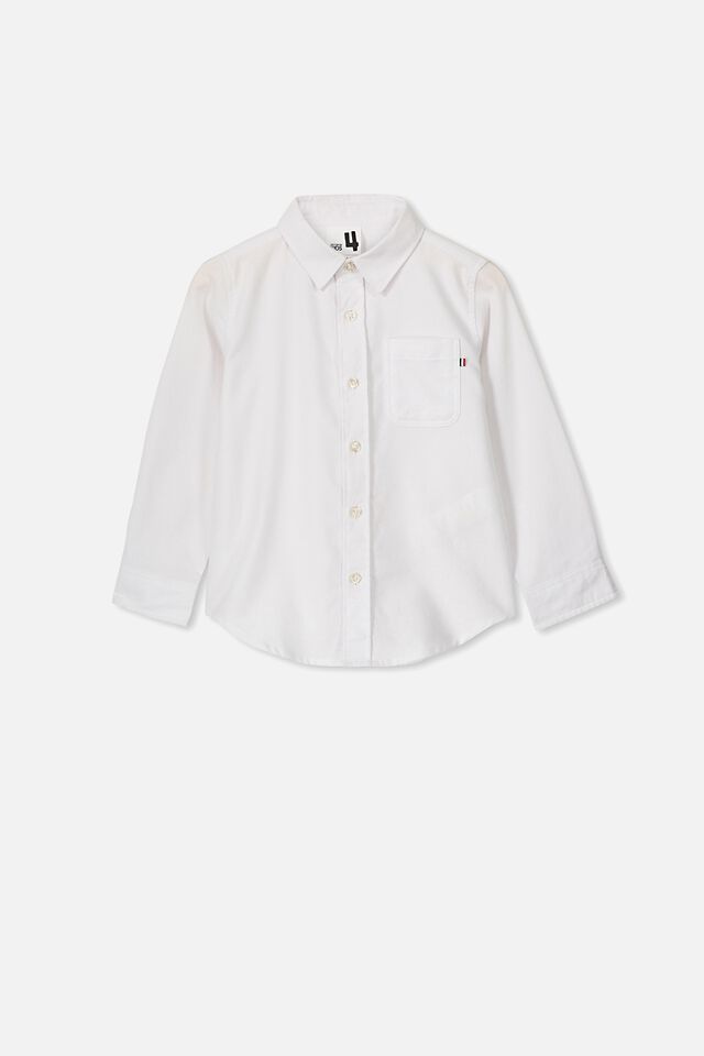 Prep Long Sleeve Shirt, WHITE OXFORD
