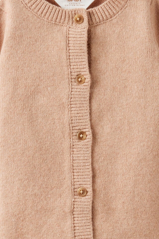 Baby Organic Knit Blend Long Sleeve All In One, CARAMEL FUDGE MARLE