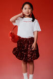 Daisy Embellished Bow Bubble Skirt, VARSITY RED/PLUSH SPARKLE - example image 2