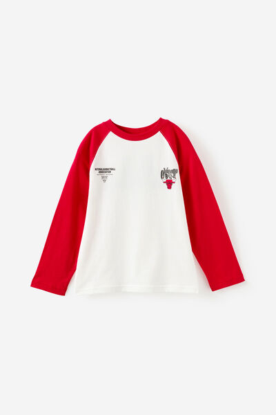 Raglan Long Sleeve Tee, LCN NBA VARSITY RED/CHICAGO BULLS