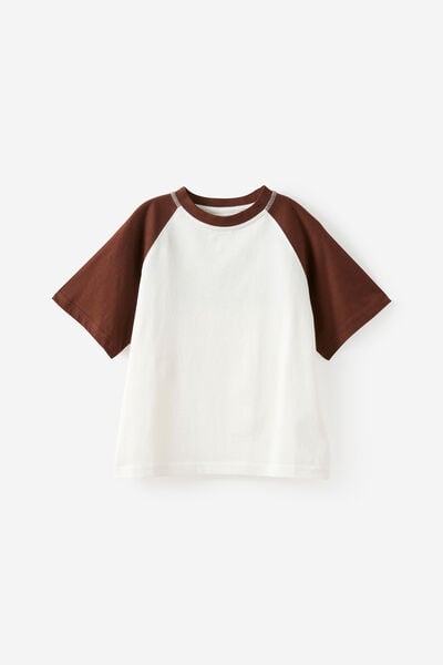 Raglan Short Sleeve Tee, VANILLA/ROCKY ROAD