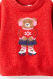 Baby Knit Jumper, VARSITY RED/SKATING BEAR - example image 2