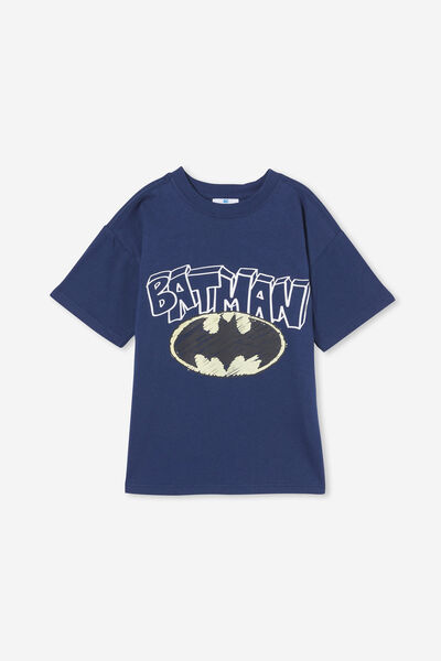 Camiseta - License Drop Shoulder Short Sleeve Tee, LCN WB IN THE NAVY/BATMAN CRIME FIGHTER