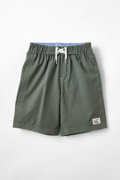 Bobby Stretch Board Short, SWAG GREEN/WHITE STITCH