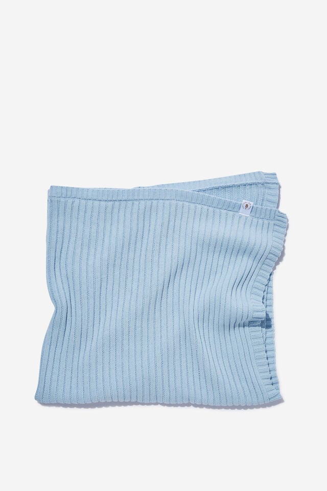Organic Knit Blanket, WHITE WATER BLUE
