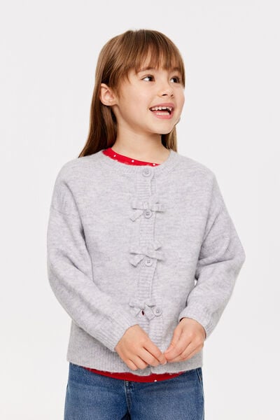 Cosi Knit Cardigan, GREY MARLE/BOW BUTTONS