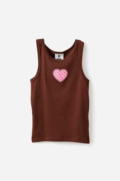 Fitted Essential Racer Back Tank, ROCKY ROAD/STRAWBERRY MILK HEART