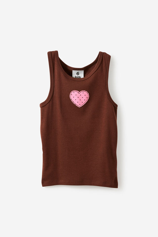 Fitted Essential Racer Back Tank, ROCKY ROAD/STRAWBERRY MILK HEART