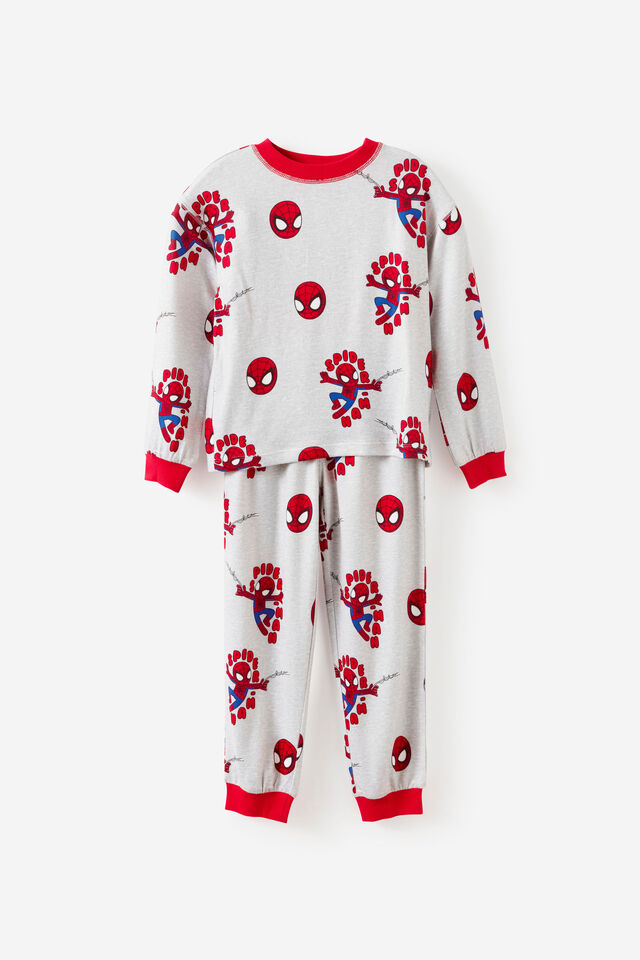 Spiderman Marvel Snoozesoft Long Sleeve Pj Set, LCN MAR GREY MARLE/SPIDERMAN