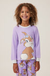 Willow Long Sleeve Flutter Pyjama Set License, LCN DIS LILAC DROP/MISS GARDEN BUNNY - alternate image 1