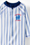 Baby Long Sleeve All In One Swimsuit, DAWN BLUE/VACANCES STRIPE - example image 2