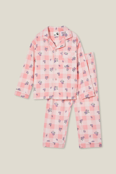 Laila Long Sleeve Pyjama Set, CORAL DREAMS/AVA DITSY GINGHAM