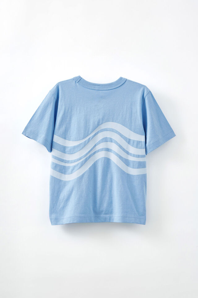 Jonny Short Sleeve Graphic Print Tee, DUSK BLUE/HAPPINESS COMES IN WAVES