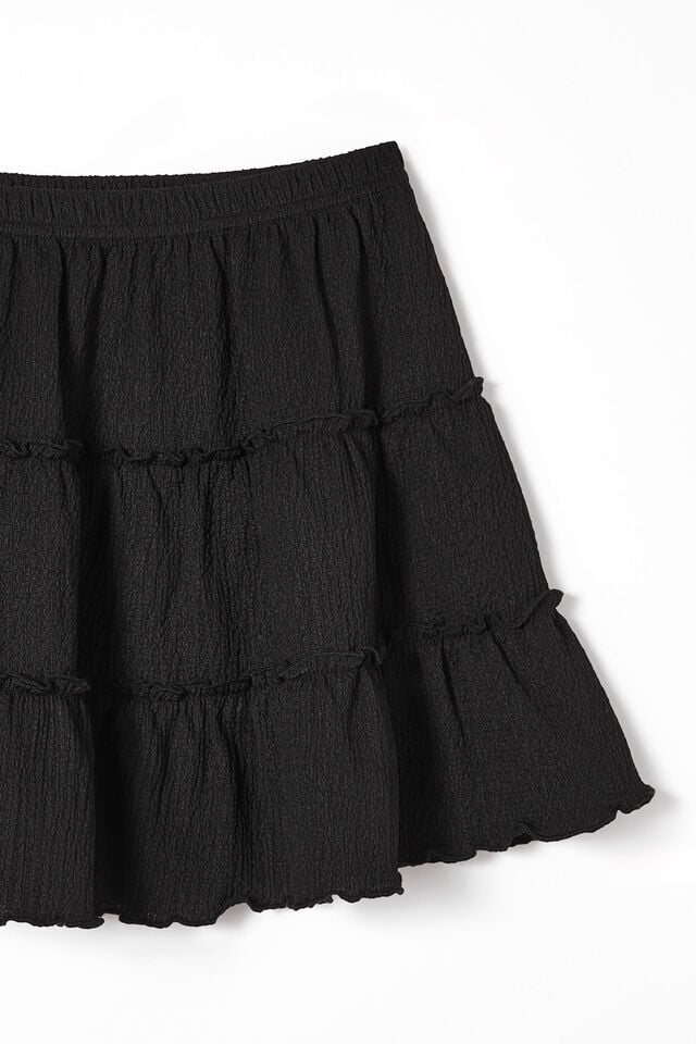 Hallie Tiered Skirt, BLACK