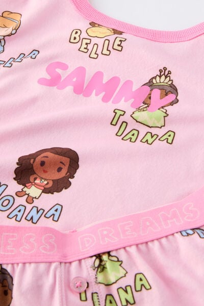 Snoozesoft Short Sleeve Pj Set Lcn Personalised, LCN DIS BALLET PINK/PRINCESS DREAMS