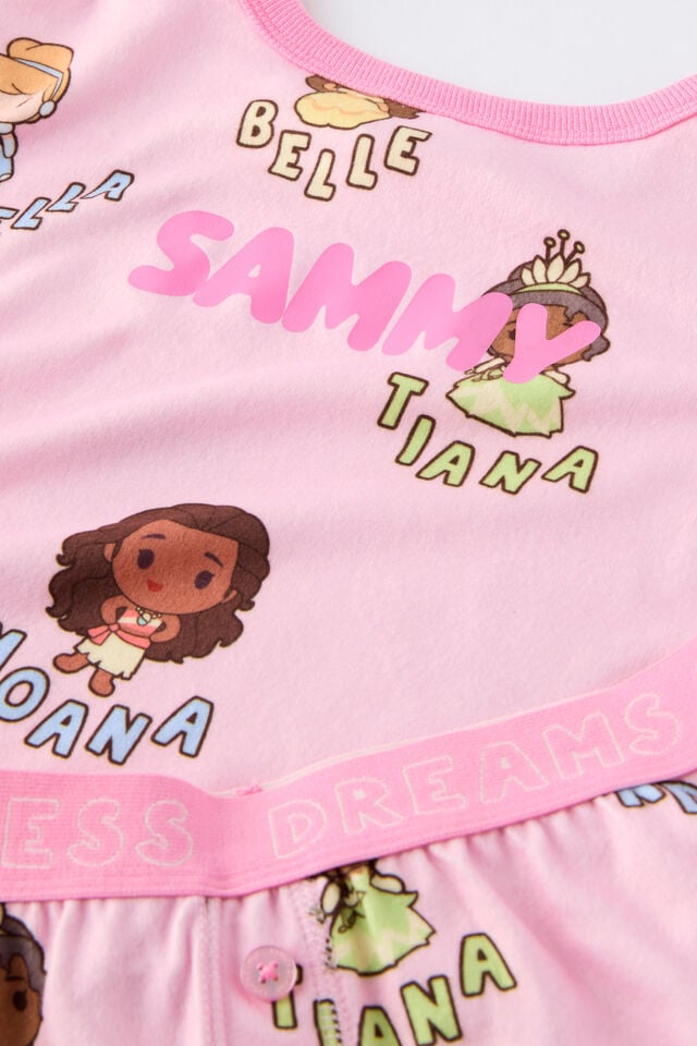 Snoozesoft Short Sleeve Pj Set Lcn Personalised, LCN DIS BALLET PINK/PRINCESS DREAMS