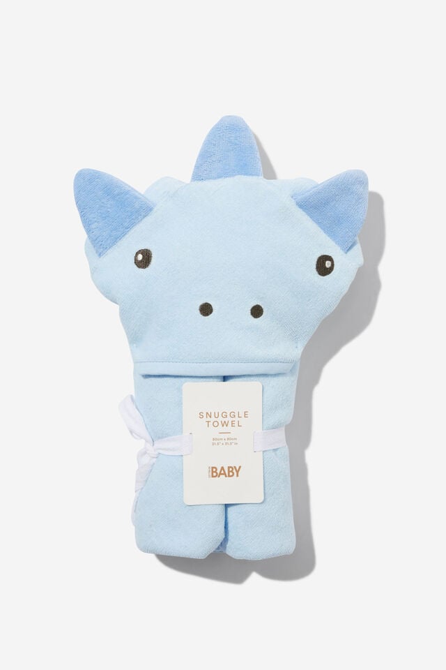 Baby Snuggle Towel, WHITE WATER BLUE/DINO