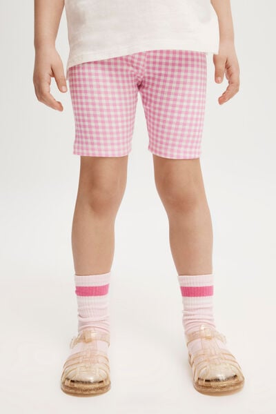 Hailey Bike Short, PINK GERBERA/GINGHAM