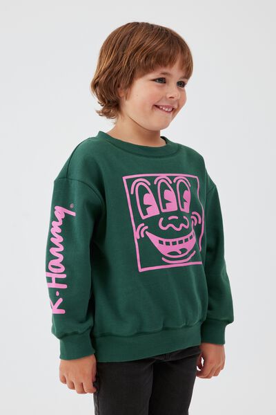 License Dusty Fleece Crew Neck, LCN KEI PUDDLES/KEITH HARING FACE