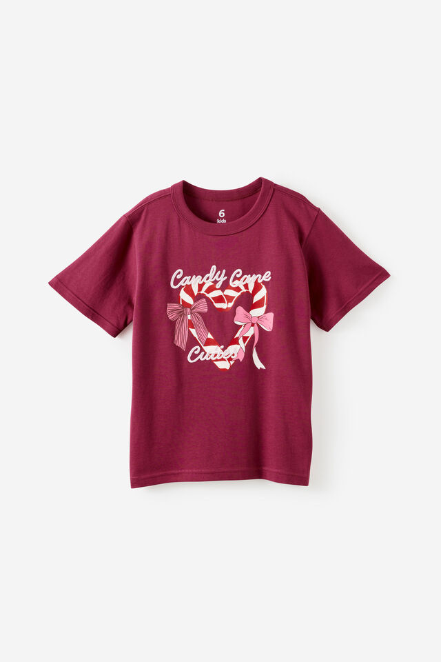 Essential Short Sleeve Graphic Tee, BERRY JAM/CANDY CANE CUTIES