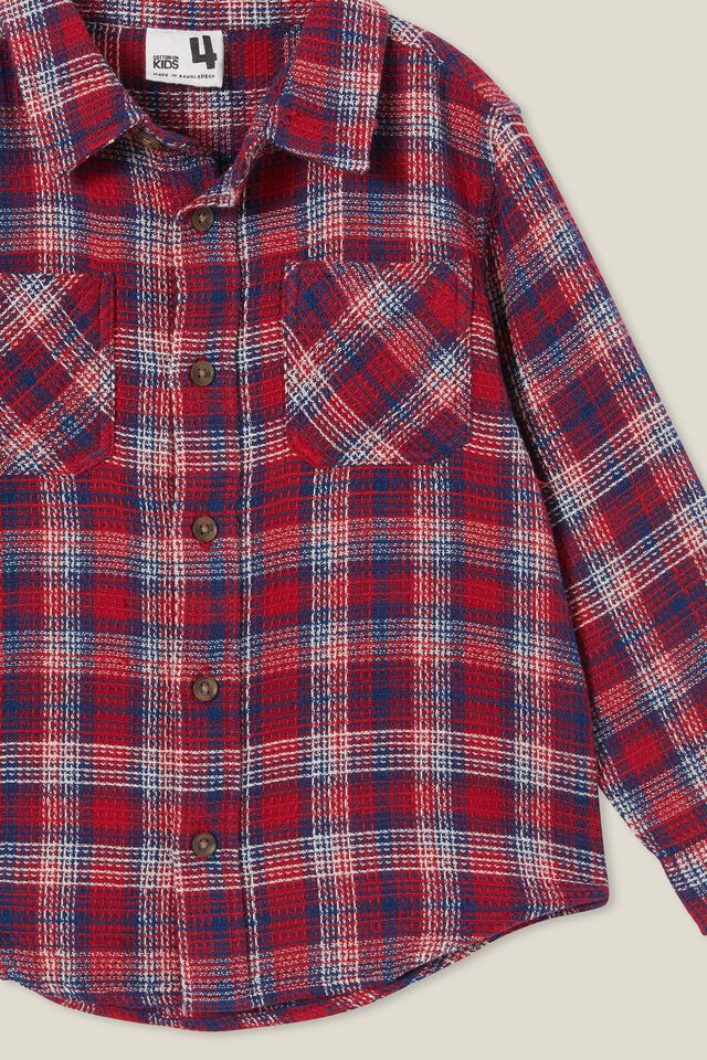 Camisas - Rugged Long Sleeve Shirt, HERITAGE RED/IN THE NAVY WAFFLE PLAID