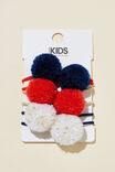 Pom Pom Hairties, IN THE NAVY/ANTHURIUM/GOLDY - alternate image 2