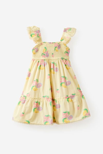 Gigi Flutter Sleeve Dress, BUTTER YELLOW/SUNSHINE