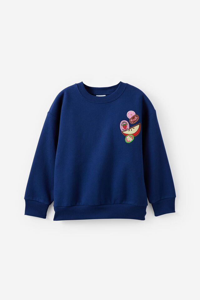 Sammy Oversized Crew - Personalisation, DENIM NAVY/CRUNCH TIME