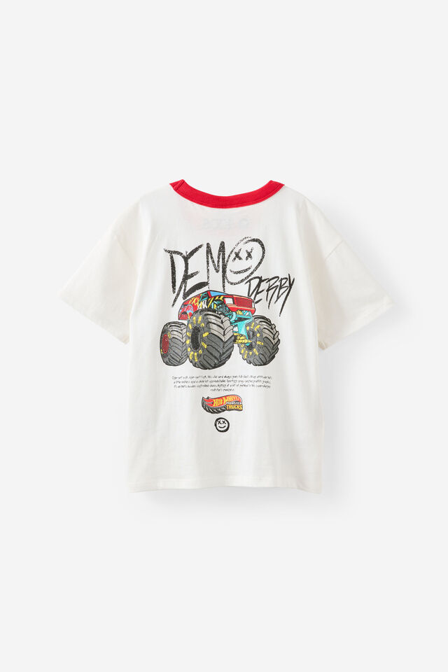 Hot Wheels Drop Shoulder Short Sleeve Tee, LCN MAT VANILLA/DEMO DERBY