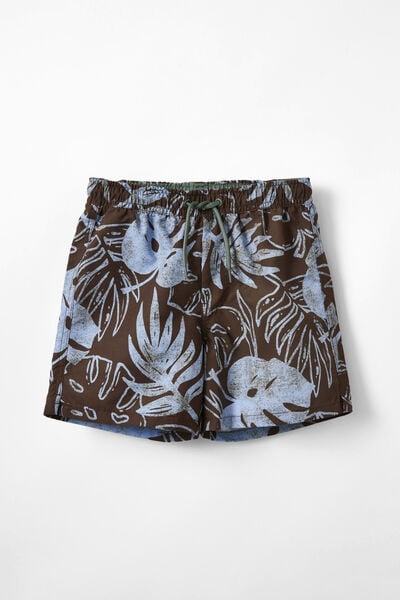 Bailey Board Short, HOT CHOCCY/DUSK BLUE PALM FOLIAGE