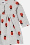 Molly Long Sleeve Dress, CLOUD MARLE/RED ORANGE LILY LADYBUG