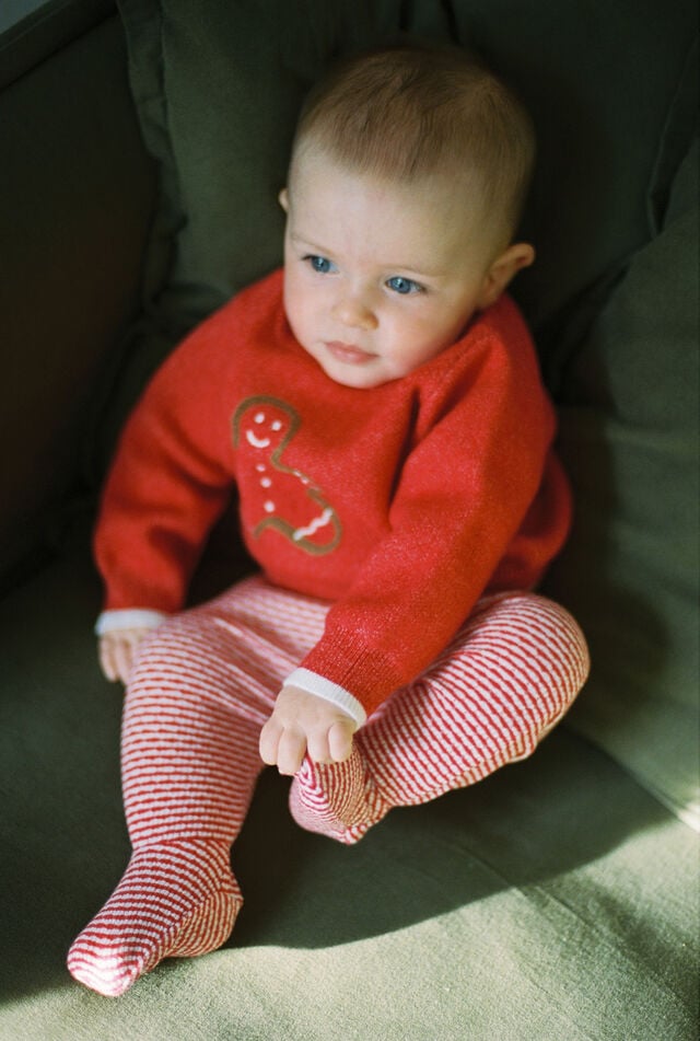 Baby Organic Blend Knit Sweater, VARSITY RED MARLE/GINGERBREAD MAN