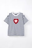 Livvy Lux Short Sleeve Tee, WHITE IN THE NAVY STRIPE/HEART - alternate image 1