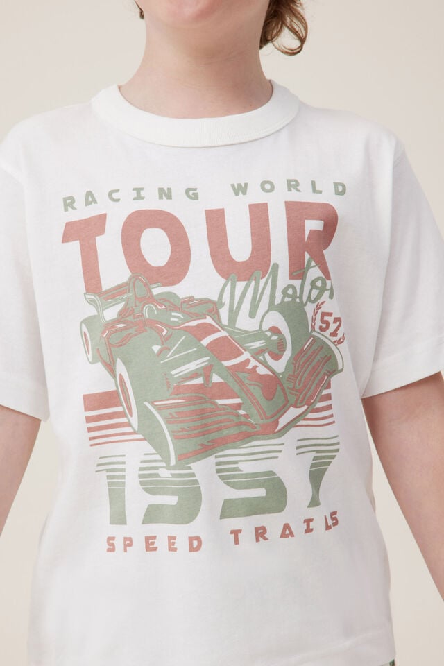 Jonny Short Sleeve Graphic Print Tee, VANILLA/RACING WORLD TOUR