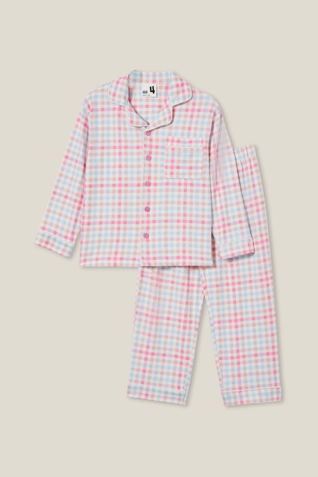 Laila Long Sleeve Pyjama Set, PINK PUNCH/ACADEMIA PLAID