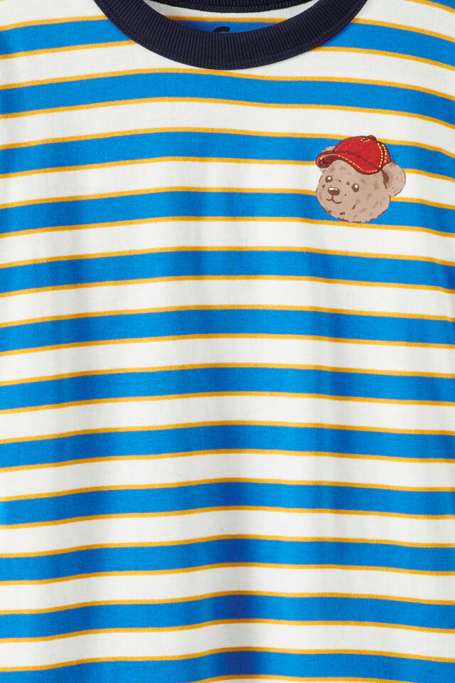 Essentials Graphic Short Sleeve Tee, HARBOUR BLUE/VANILLA/GOLDEN STRIPE BEAR