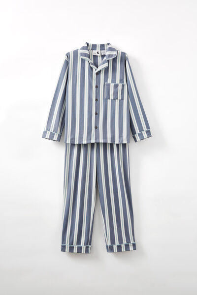 Lucas Long Sleeve Pyjama Set, STEEL/PJ STRIPE