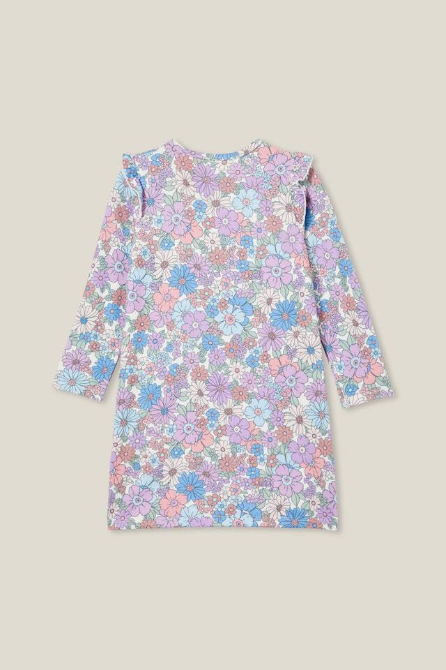Maddi Long Sleeve Flutter Nightie, VANILLA/DITSY CLAIRE FLORAL