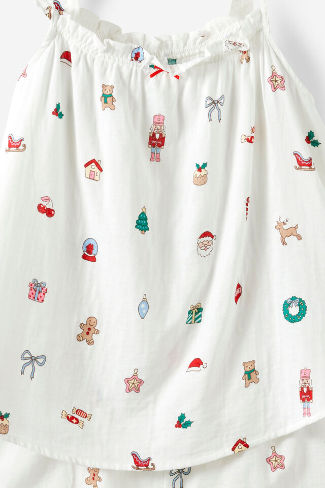 Adults Babydoll Family Xmas Pj Set, VANILLA/EVERYTHING CHRISTMAS