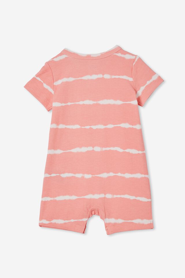 The Usa Short Sleeve Romper, CORAL DREAMS/LINEAR TIE DYE