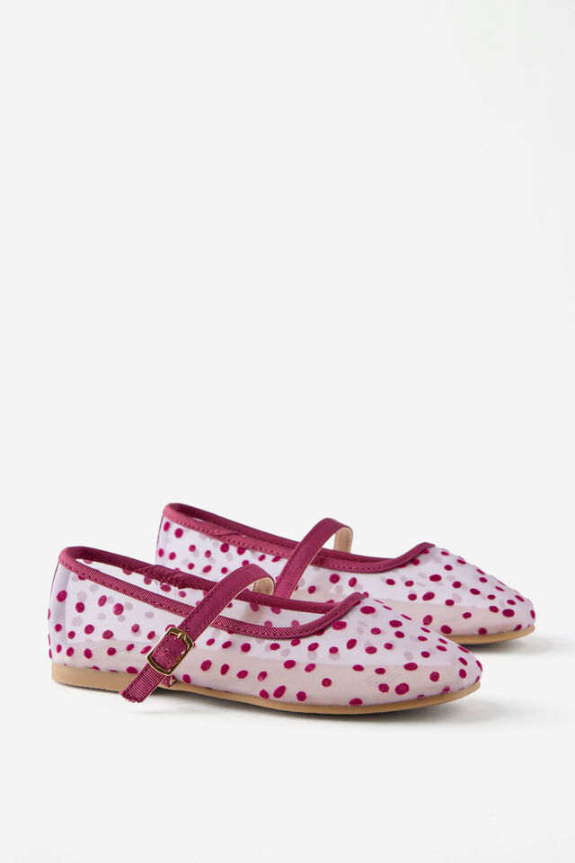 Kids Ballet Flat, VINTAGE LILAC MESH/FLOCKED SPOTS