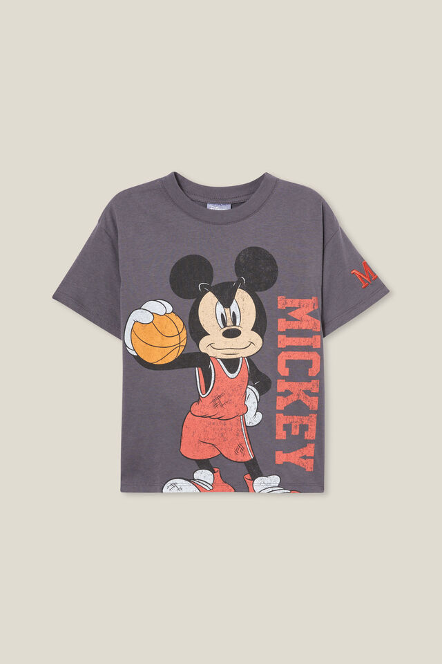 Mickey Mouse Drop Shoulder Short Sleeve Tee, LCN DIS RABBIT GREY/MICKEY BASKETBALL