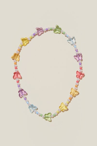 Colar - Kids Beaded Necklace, RAINBOW BUTTERFLY