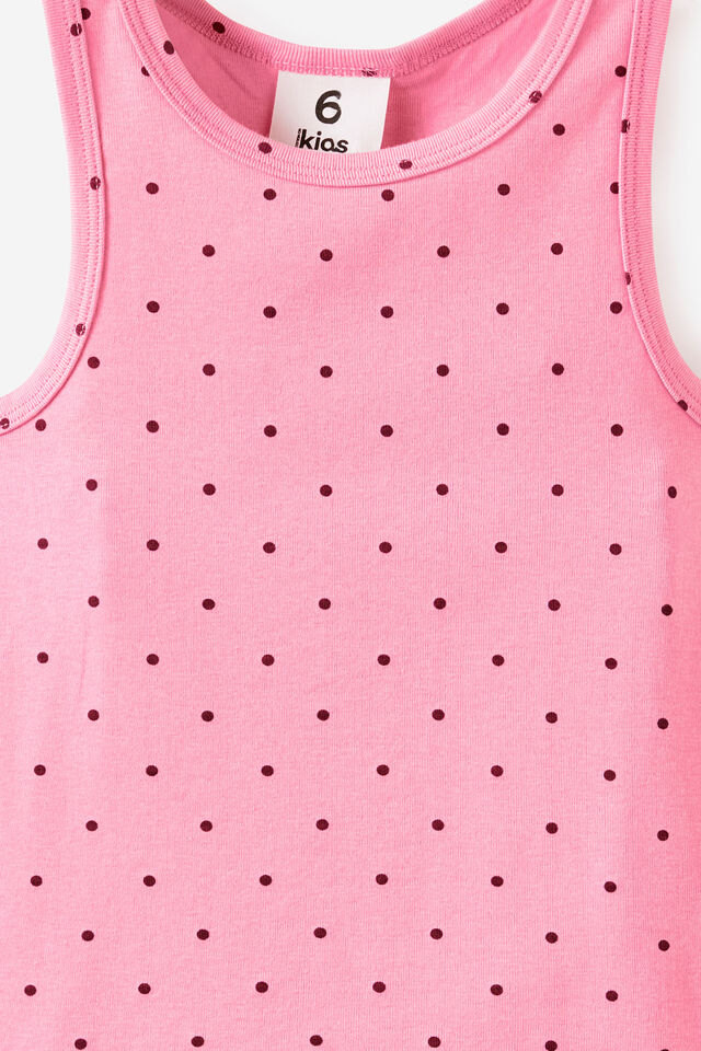 Fitted Essential Racer Back Tank, STRAWBERRY MILK/BERRY JAM SPOT