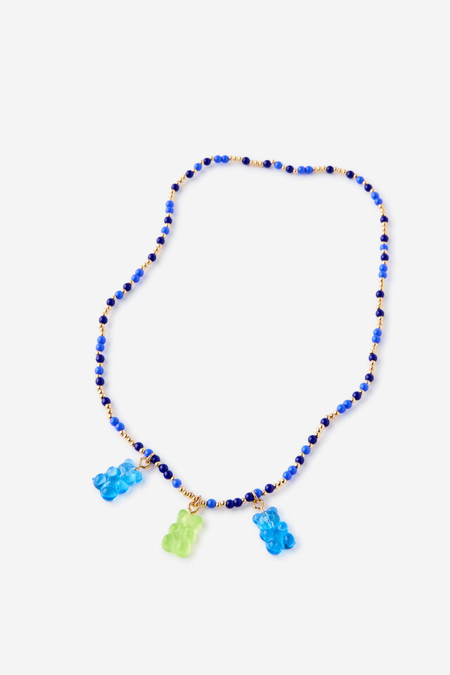 Kids Beaded Necklace, DENIM NAVY/GUMMI BEARS