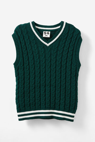 Kingsley Knit Vest, PINE TREE GREEN/CABLE STRIPE